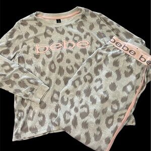 NWT- Bebe Gray and Pink Animal Print Lounge Set